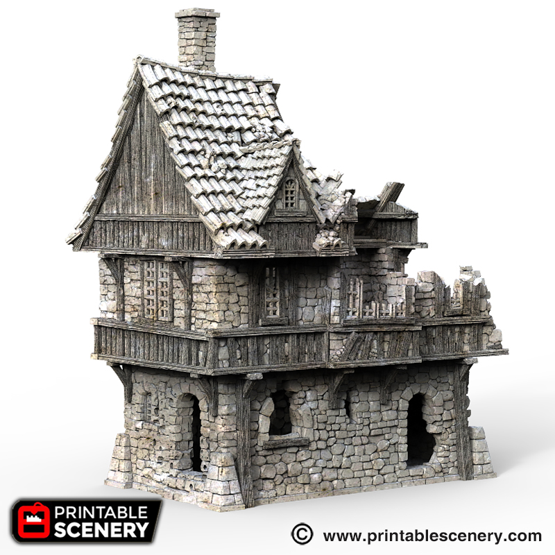 The Ruined Port House - Printable Scenery