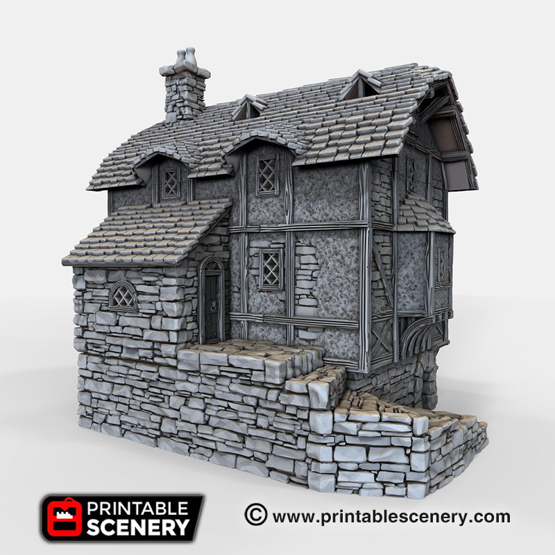 Preview of redone Water Mill and Merchants and Market - Printable Scenery