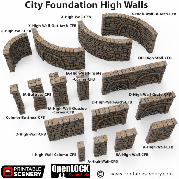 OpenLOCK City Foundations High Walls STL