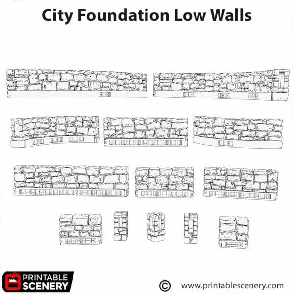 OpenLOCK City Foundations Low Walls STL